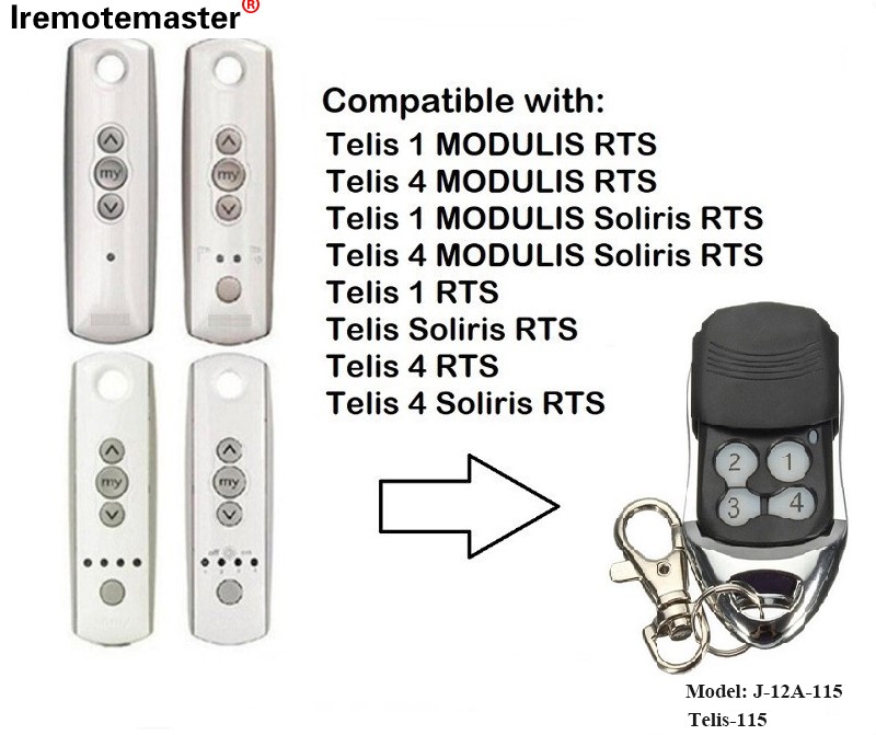 Telis 1 RTS Telis Soliris RTS 4 RTS गॅरेज डोअर रिमोट कंट्रोल 433.42MHz साठी